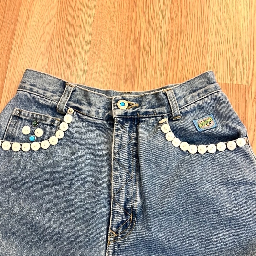 VTG Squeeze, Authentic Squeeze @87 blue Jeans, Mother of Pearl Buttons, Size 5/6 - Picture 2 of 12
